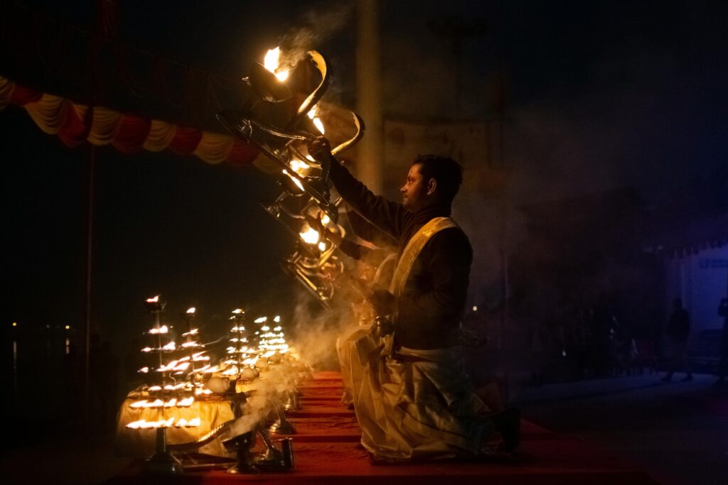 ganga arti at dashaswamedh ghat- Things to do in Varanasi